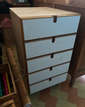 Cassettiera in legno color bianco