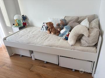 SLÄKT Ikea letto singolo con 3 contenitori
