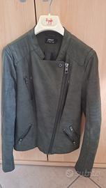 Giacca verde effetto suede / similpelle