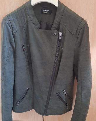 Giacca verde effetto suede / similpelle