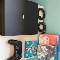 Playstation 4 SLIM 500GB, black + 4 giochi