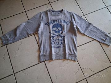 Felpa grigia Pull&Bear con grafica teschio - Tg S
