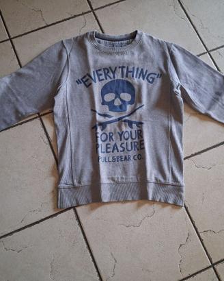 Felpa grigia Pull&Bear con grafica teschio - Tg S