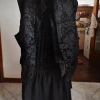 Punk rave gilet frac nero damascato gotico steampu