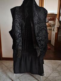 Punk rave gilet frac nero damascato gotico steampu