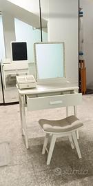 Consolle da trucco bianca 80x40x140 con sgabello