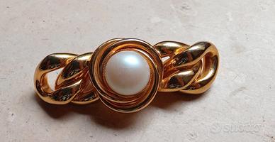Spilla vintage Sharra Pagano dorata con perla 