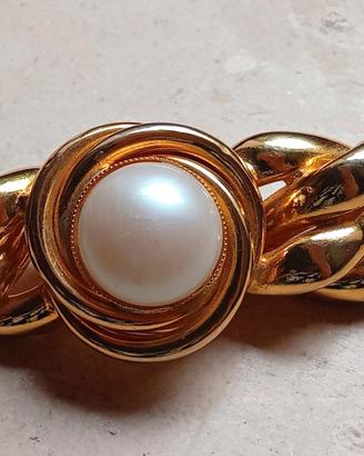 Spilla vintage Sharra Pagano dorata con perla 