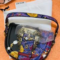 VERSACE BORSA TRACOLLA FIBBIA NERO VIOLA ECO PELLE