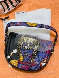 VERSACE BORSA TRACOLLA FIBBIA NERO VIOLA ECO PELLE