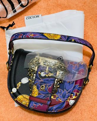 VERSACE BORSA TRACOLLA FIBBIA NERO VIOLA ECO PELLE