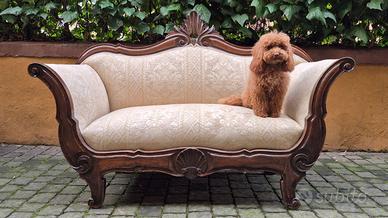 Divano piccolo a barca antico Luigi Filippo