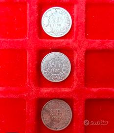 Svizzera 3 antiche monete argento 1/2 Franco.
