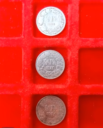 Svizzera 3 antiche monete argento 1/2 Franco.