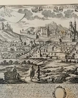 antica stampa di Bergamo rarissima xilografia 