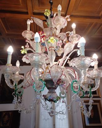 Lampadario veneziano in vetro di Murano