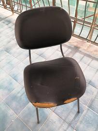 Sedia ufficio Olivetti Vintage anni 70 pelle nera 