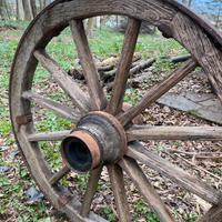 Set di 4 ruote vintage da carro in legno