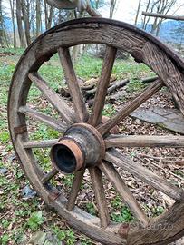 Set di 4 ruote vintage da carro in legno