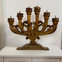 Antico candelabro legno e foglia oro