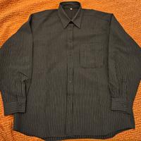 Camicia uomo nera gessata misto cotone/viscosa.