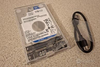 HDD WD 1TB 2.5" con box esterno USB 3.0 trasparent