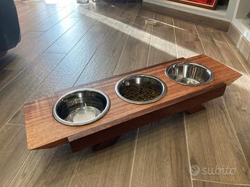Portaciotole artigianale legno per cani e gatti