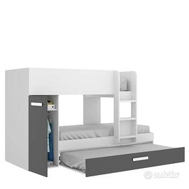 letto a castello con armadio e scaletta