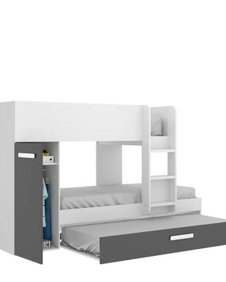 letto a castello con armadio e scaletta