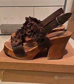 Saldalo donna in legno e cuoio numero 38