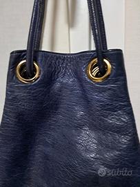 borsa jey coleman. pelle blu delave' tinta in capo