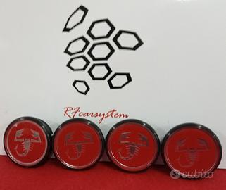KIT 4 PZ FREGIO COPRI-MOZZO ABARTH color ROSSO