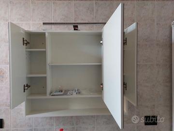 Specchiera bagno con armadietto 3 ante e ripiani r