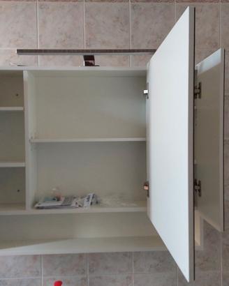 Specchiera bagno con armadietto 3 ante e ripiani r
