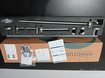 set porta asciugamani da bagno argento nuovo