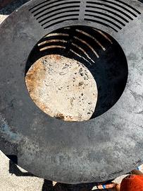 Braciere con piastra e griglia tonda 1 mt diam