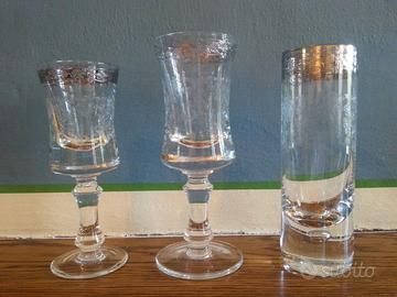 Bicchieri vintage cristallo bordo argento (18 pz.)