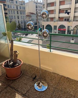 Lampada Vintage cromata con 3 bocce orientabili