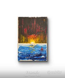 Quadro orginale acrilico materico 40x60, barca r.