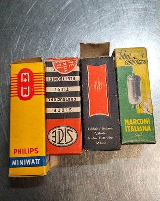 Lotto 4 valvole vintage Telefunken Marconi NOS