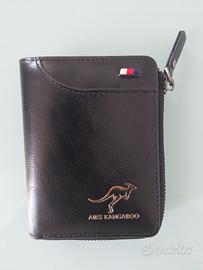 Portafoglio pelle sintetica nera Aiks Kangaroo 