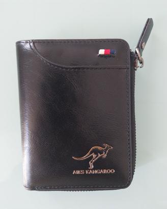 Portafoglio pelle sintetica nera Aiks Kangaroo 