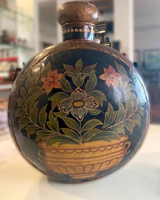 Vaso da fiori in metallo dipinto a mano - India