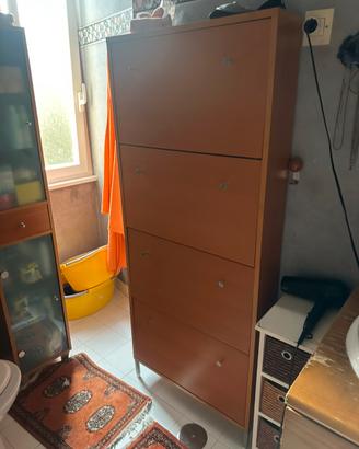 Scarpiera slim salvaspazio in legno chiaro
