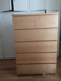 Cassettiera Malm Ikea 6 cassetti rovere