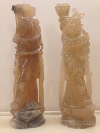 Coppia di statue in pietra saponaria