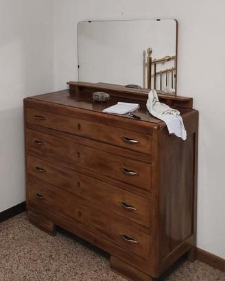 Comò cassettiera vintage anni 40 legno con specchi