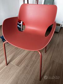 Set 4 sedie polipropilene e metallo, terracotta