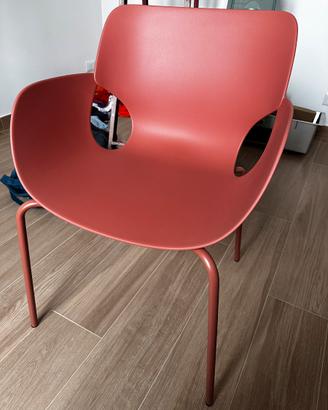 Set 4 sedie polipropilene e metallo, terracotta