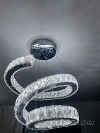 Lampadario LED moderno a spirale con cristalli - N